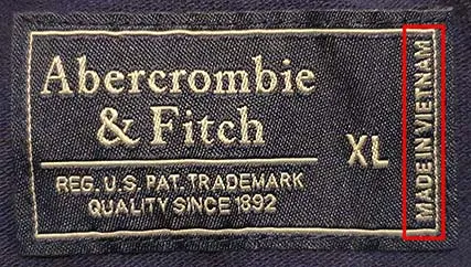 Бирка с поддельной одежды Abercrombie &  Fitch