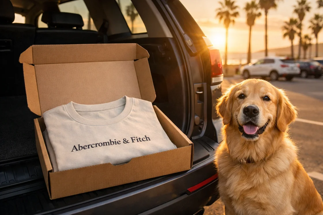 Пара в футболках на набережной на закате, стиль Hollister: идея покупки выгоднее напрямую