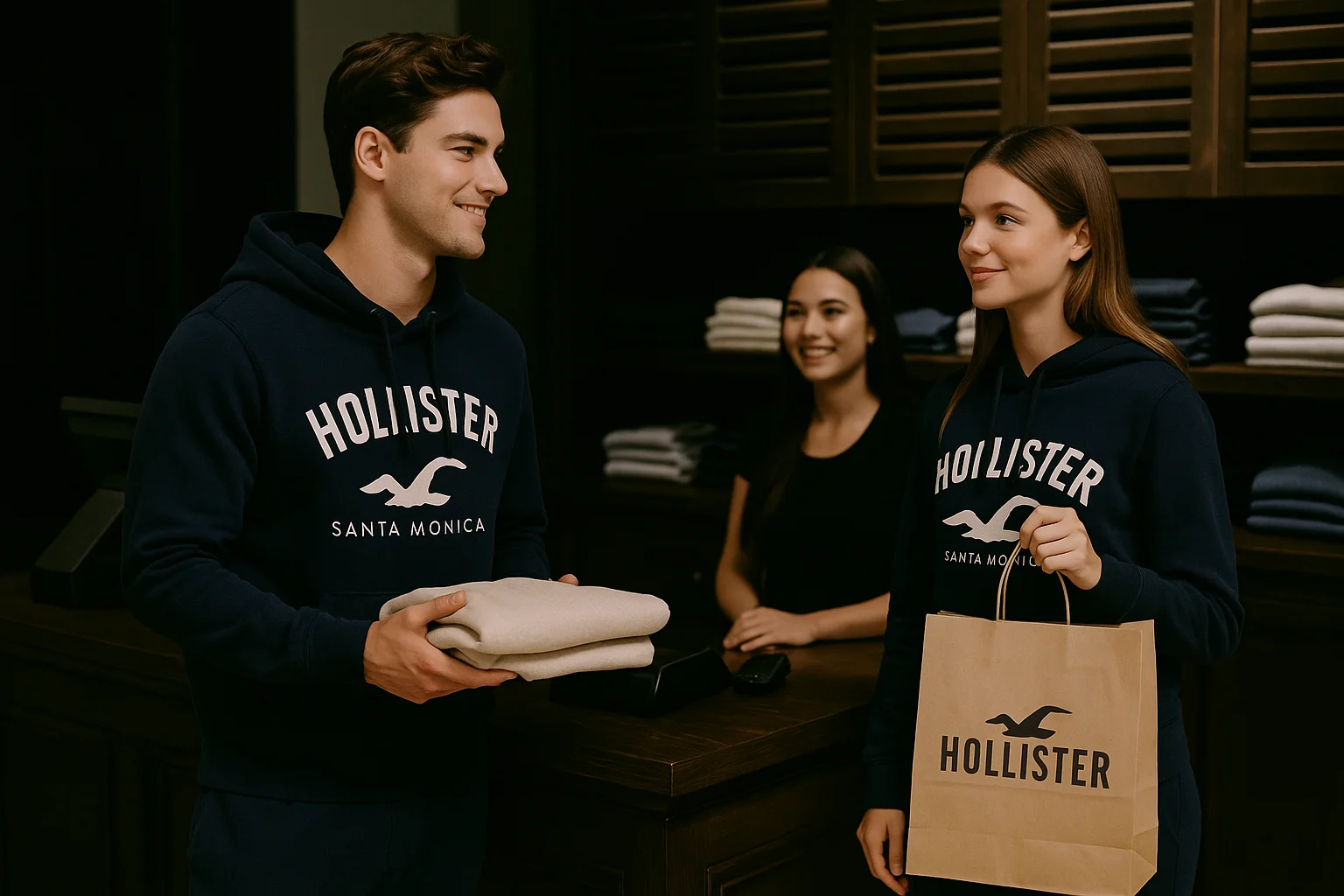 Покупатели Hollister в фирменном магазине
