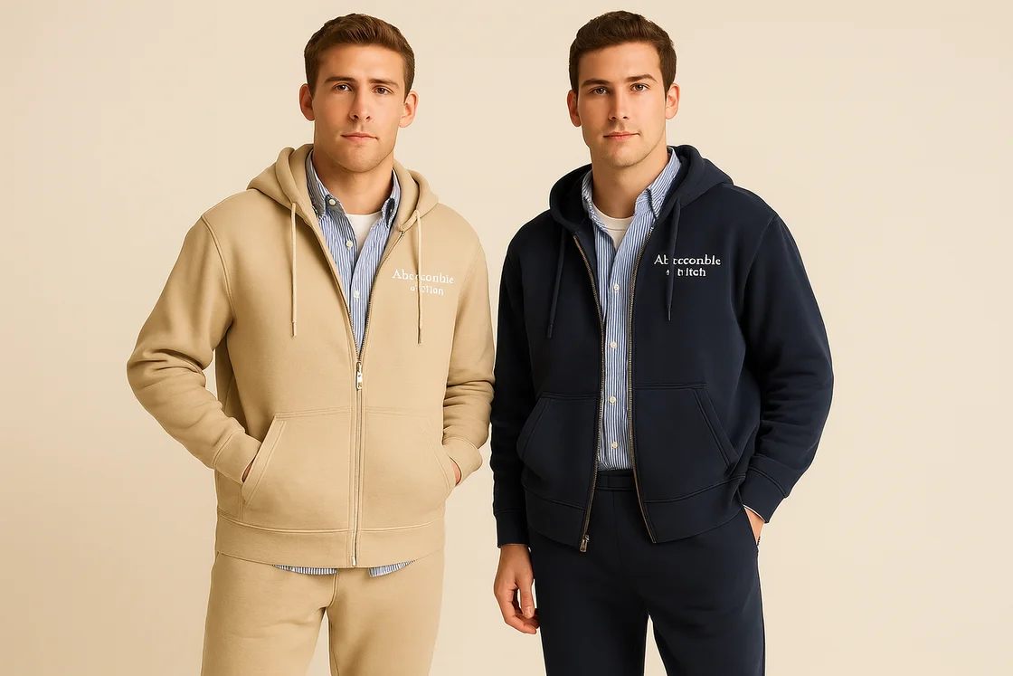 Модели Abercrombie в толстовках надетых поверх рубашке и футболок