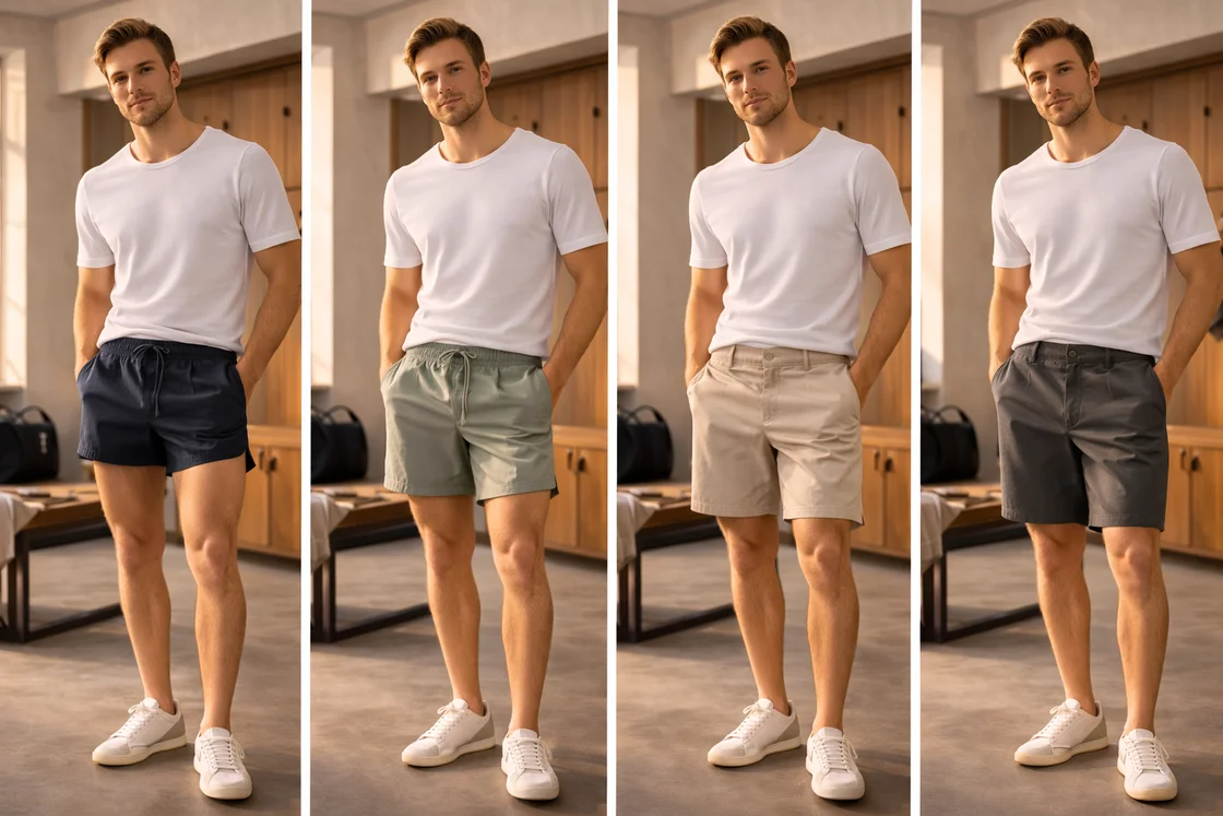 Разная длина и посадка качественных мужских шорт