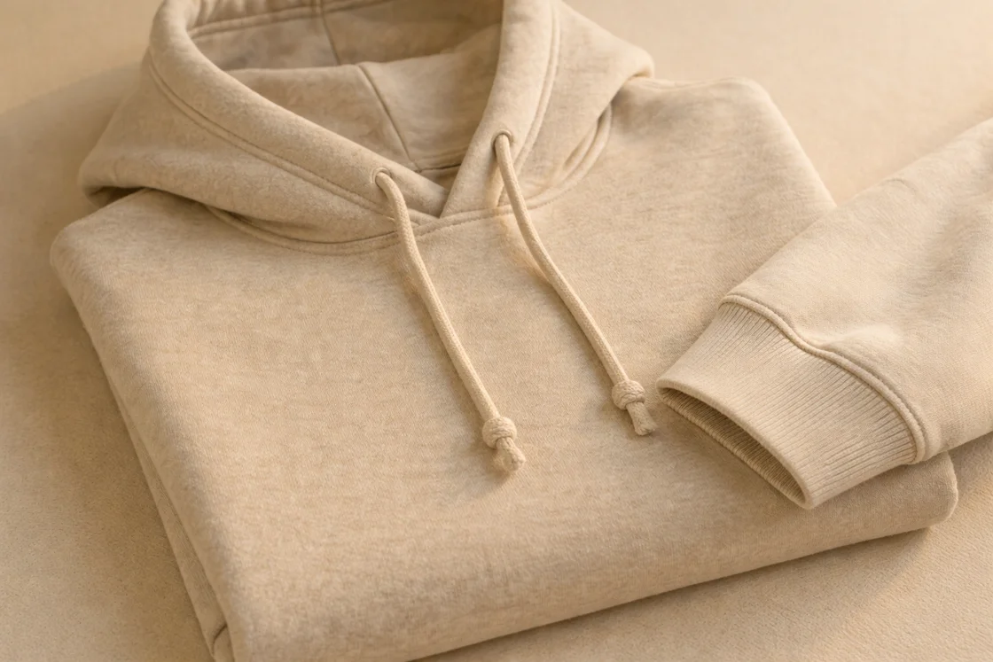 Признаки качественной толстовки: плотная ткань, швы и манжеты