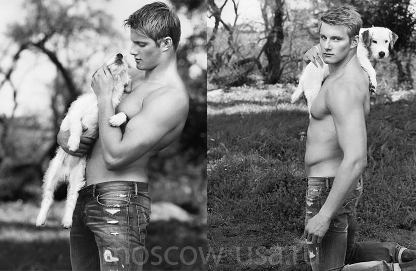 Александр Людвиг с собакой. Рекламирует Abercrombie & Fitch