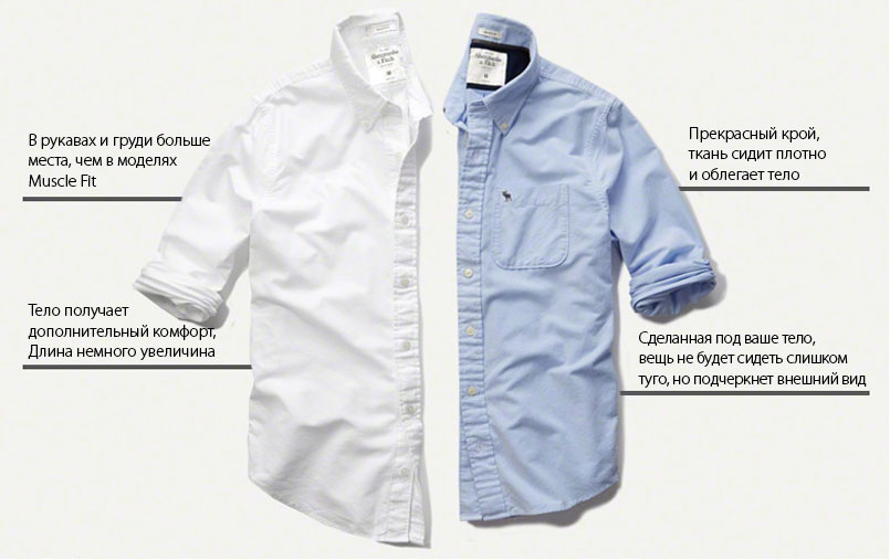 Abercrombie Fitch, различие между вещами Muscle и Classic fit