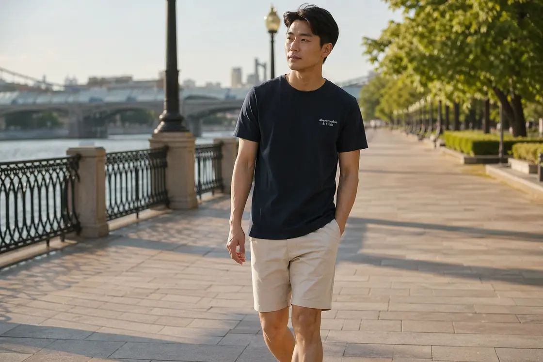 Посадка и длина хлопковых мужских шорт в летнем образе