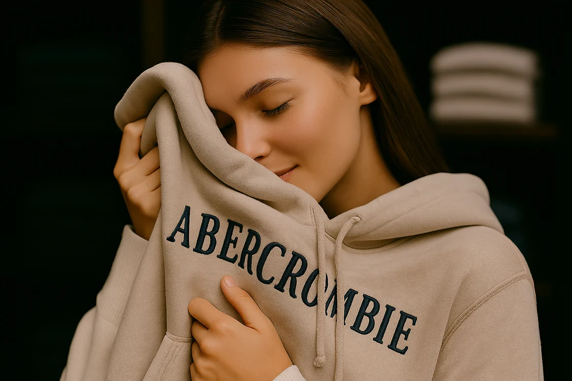 Девушка наслаждается тканью Abercrombie & Fitch