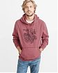 Moscow USA предлагает Вам купить мужскую толстовку Abercrombie Fitch красного цвета с принтом в виде черного лося. Модель 03457. Доставка по России, Москве и области, самовывоз.