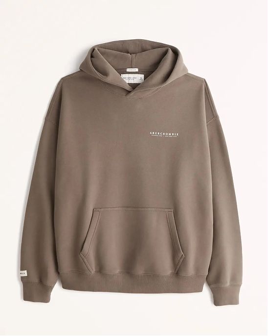 Moscow USA предлагает Вам купить мужскую толстовку с капюшоном Abercrombie Fitch Oversized коричневого цвета с лого на груди и рукаве. Модель 06798. Доставка по России, Москве и области, самовывоз.
