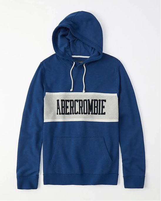 Moscow USA предлагает Вам купить мужскую винтажную толстовку нс капюшоном Abercrombie Fitch темно-синего цвета с белой полоской и нашитой. Модель 04446. Доставка по России, Москве и области, самовывоз.