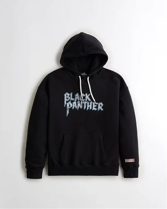 Moscow USA предлагает Вам купить винтажную мужскую толстовку с капюшоном Hollister Oversized черного цвета с Черная Пантера. Модель 06643. Доставка по России, Москве и области, самовывоз.