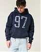 Moscow USA предлагает Вам купить мужскую винтажную толстовку с капюшоном Hollister Washed Number темно-синего цвета с графикой в виде выцветших цифр. Модель 07873. Бесплатная доставка по России, Москве и области, самовывоз.