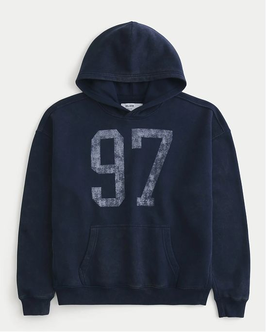 Moscow USA предлагает Вам купить мужскую винтажную толстовку с капюшоном Hollister Washed Number темно-синего цвета с графикой в виде выцветших цифр. Модель 07873. Бесплатная доставка по России, Москве и области, самовывоз.