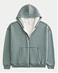 Мужская толстовка Hollister на молнии с термоподкладкой и капюшоном, тёмно-зелёного цвета. Оригинальная модель, бесплатная доставка и примерка по России.