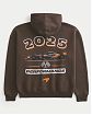 Мужская толстовка Hollister тёмно-коричневого цвета с принтом Макларен, капюшоном и молнией. Оригинальная модель, бесплатная доставка и примерка по России.