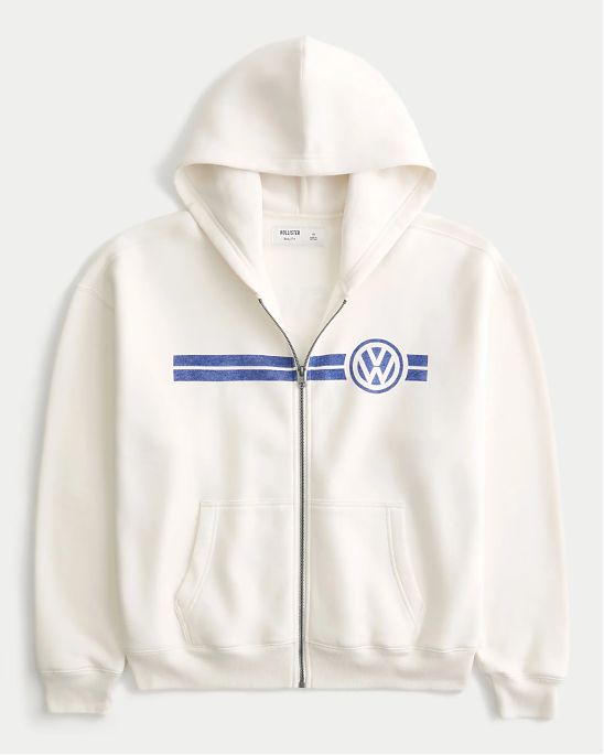 Мужская толстовка Hollister Volkswagen Racing с принтом спереди и сзади, кремового цвета. Оригинальная модель, бесплатная доставка и примерка по России.