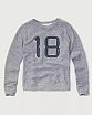 Женская толстовка без капюшона Abercrombie Fitch 18 без капюшона серого цвета с вышитыми цифрами 18. Модель 02443. Доставка по России, Москве и Области от Moscow USA