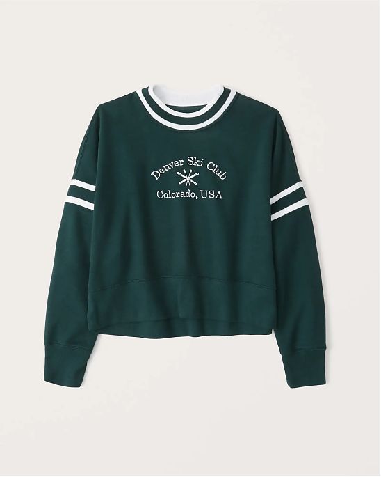 Женская толстовка без капюшона Abercrombie Fitch зеленого цвета с белой нашитой надписью. Модель 05920 Доставка по России, Москве и Области от Moscow USA