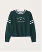 Женская толстовка без капюшона Abercrombie Fitch зеленого цвета с белой нашитой надписью. Модель 05920 Доставка по России, Москве и Области от Moscow USA