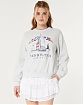 Женская толстовка без капюшона Hollister New Riviera Croatia серого цвета с графикой. Модель 07513. Бесплатная доставка по России, Москве и Области от Moscow USA