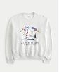 Женская толстовка без капюшона Hollister New Riviera Croatia серого цвета с графикой. Модель 07513. Бесплатная доставка по России, Москве и Области от Moscow USA