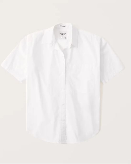 Женская рубашка с коротким рукавом Abercrombie Fitch Oversized белого цвета. Модель 06557. Подробное описание и цена товара. Доставка по России, Москве и Области от Moscow USA