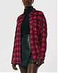 Женская байковая рубашка Hollister Oversized в красную клетку. Модель 06613. Подробное описание и цена товара. Доставка по России, Москве и Области от Moscow USA