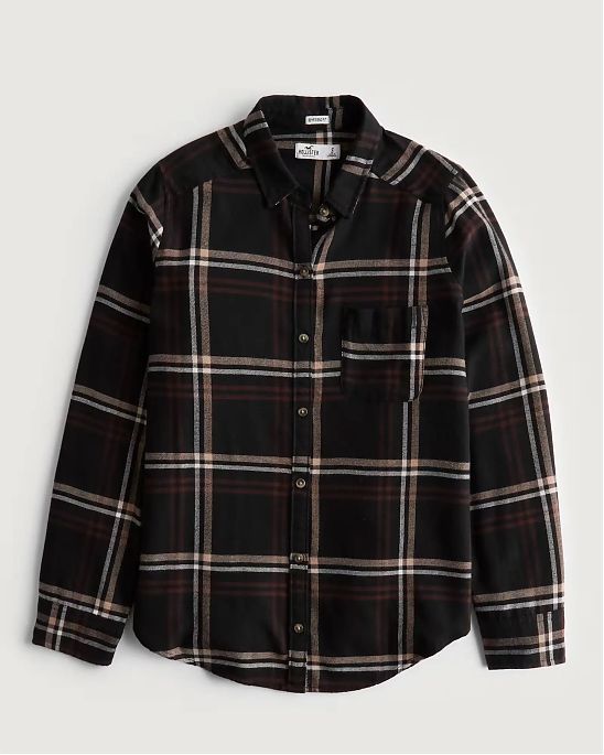 Женская байковая рубашка Hollister Boyfriend Boyfriend в черную клетку. Модель 06473. Подробное описание и цена товара. Доставка по России, Москве и Области от Moscow USA