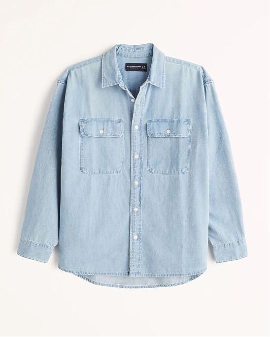 Moscow USA предлагает вам купить джинсовую Abercrombie Fitch Oversized синего цвета с 2 нагрудными карманами. Модель 06436. Доставка по России, Москве и области, самовывоз