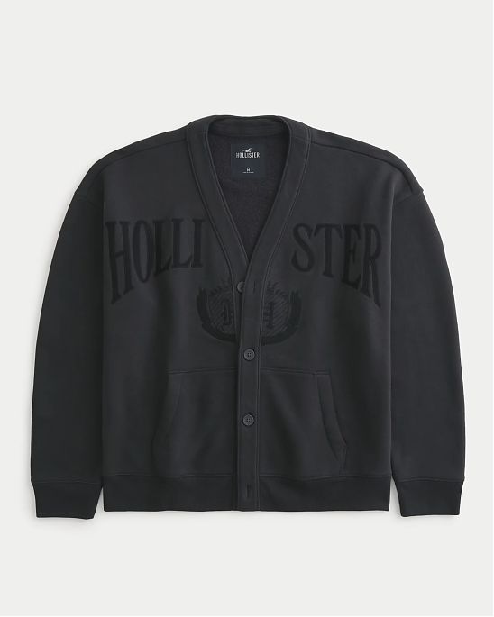 Moscow USA предлагает вам купить мужской кардиган Hollister черного цвета с нашитой графикой. Модель 06940. Бесплатная доставка по России, Москве и области, самовывоз.