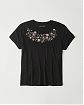 Женская футболка Abercrombie Fitch с нашитыми цветами. Модель 03574. Подробное описание и цена товара. Доставка по России, Москве и Области от Moscow USA