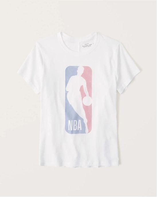 Женская футболка серого цвета Abercrombie Fitch Relaxed с принтом NBA. Модель 06290. Подробное описание и цена товара. Доставка по России, Москве и Области от Moscow USA