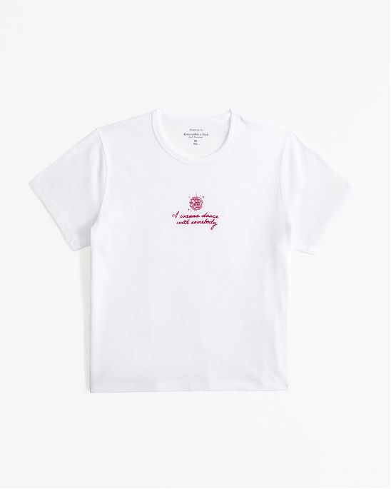 Женская футболка белого цвета Abercrombie & Fitch Whitney Houston с нашитой графикой. Оригинал. Бесплатная доставка по России, Москве и Области.