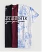 Набор из трех женских футболок Hollister черного, бордового и белого тай дай цветов с графическим логотипом. Модель 06918. Подробное описание и цена товара. Доставка по России, Москве и Области от Moscow USA
