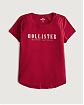Женская футболка Hollister красного цвета с логотипом. Модель 06687. Подробное описание и цена товара. Доставка по России, Москве и Области от Moscow USA