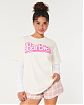 Женская футболка Hollister Oversized белого цвета Барби с принтом. Модель 07054. Подробное описание и цена товара. Доставка по России, Москве и Области от Moscow USA
