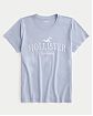 Женская футболка Hollister светло-синего цвета с нашитым логотипом в виде надписи. Модель 07643 . Подробное описание и цена товара. Бесплатная доставка по России, Москве и Области от Moscow USA