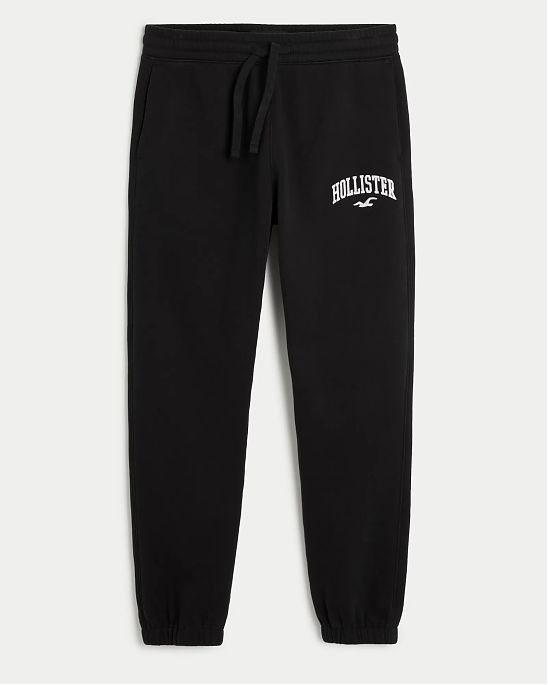 Moscow USA предлагает Вам купить спортивные штаны джоггеры Hollister черного цвета с белой нашитой надписью. Модель 06995. Доставка по России, Москве и области, самовывоз.