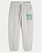 Мужские джоггеры Hollister светло-серого меланжа с принтом Мичиган Стейт и карманом на молнии. Оригинальная модель 08094, бесплатная доставка и примерка по России.