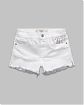 Женские джинсовые шорты Abercrombie & Fitch белого цвета со стразами около левого кармана. Модель 00423. Подробное описание и цена товара. Доставка по России, Москве и Области от Moscow USA