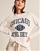 Женская футболка с длинным рукавом Abercrombie Fitch белого цвета с синими надписями. Модель 06136. Доставка по России, Москве и Области от Moscow USA