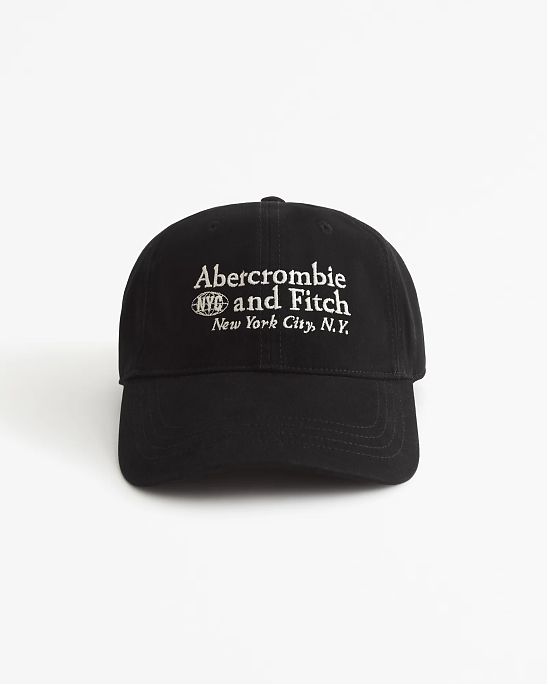 Moscow USA предлагает вам купить безразмерную кепку Abercrombie & Fitch черного цвета с белым нашитым логотипом в виде надписи. Модель 07505. Доставка по России, Москве и области, самовывоз.