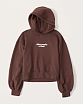 Женская толстовка на молнии с капюшоном Abercrombie Fitch бордового цвета с белой надписью с двух сторон. Модель 05946. Подробное описание и цена товара. Доставка по России, Москве и Области от Moscow USA