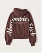 Женская толстовка на молнии с капюшоном Abercrombie Fitch бордового цвета с белой надписью с двух сторон. Модель 05946. Подробное описание и цена товара. Доставка по России, Москве и Области от Moscow USA