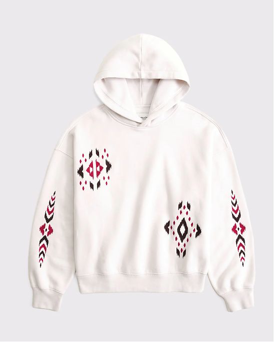Женская толстовка Abercrombie & Fitch светло-песочного цвета из мягкого флиса SoftAF A&F MAX с вышивкой. Оригинальная модель, бесплатная доставка и примерка по России.