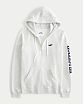 Женская толстовка на молнии с капюшоном Hollister светло-серого цвета с графическим логотипом. Модель 07076. Бесплатная доставка по России, Москве и Области от Moscow USA