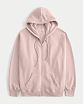 Женская толстовка на молнии с капюшоном Hollister Oversized Feel Good Oversized розового цвета. Модель 06974. Подробное описание и цена товара. Доставка по России, Москве и Области от Moscow USA