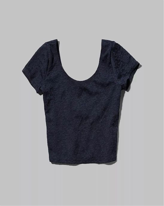 Женский ажурный топ Abercrombie Fitch темно-синего цвета. Модель 01393. Подробное описание и цена товара. Доставка по России, Москве и Области от Moscow USA