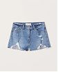 Женские джинсовые шорты Abercrombie Fitch синего цвета с потертостями. Модель 06430. Подробное описание и цена товара. Доставка по России, Москве и Области от Moscow USA