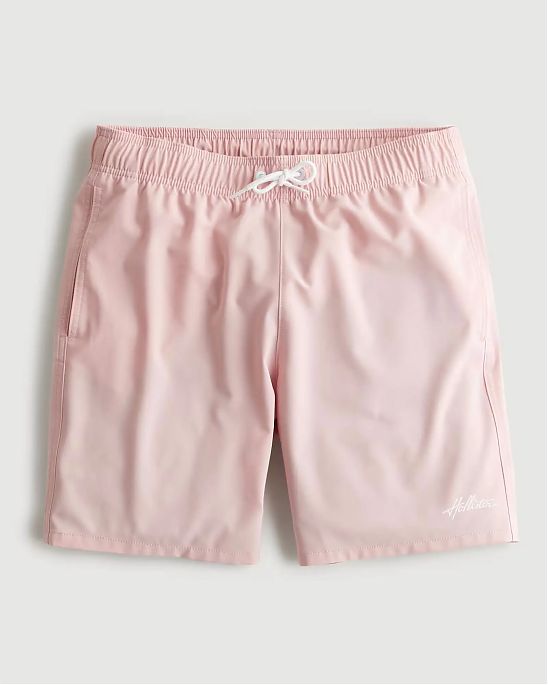 Moscow USA предлагает вам купить плавательные  шорты Hollister розового цвета с белым нашитым логотипом. Модель 06901. Доставка по России, Москве и области, самовывоз.