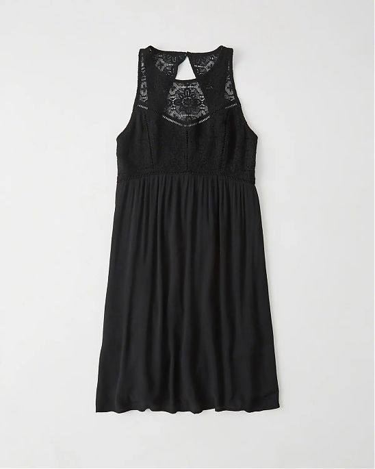 Женское платье Abercrombie Fitch черного цвета, с рюшами и вырезом на спине. Модель 03704. Доставка по России, Москве и Области от Moscow USA